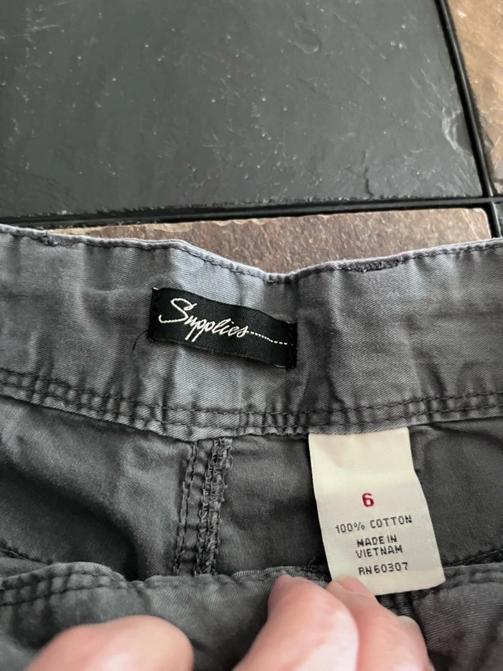 Supplies 100% Cotton Gray Drawstring Utility  Shorts - Picture 3 of 5